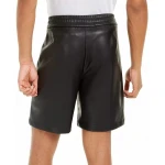 Men Casual Look Real Sheepskin Black Leather Shorts