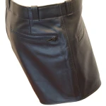 Men Cool Fashion Real Sheepskin Black Leather Shorts