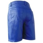 Men Cool Fashion Real Sheepskin Blue Leather Shorts
