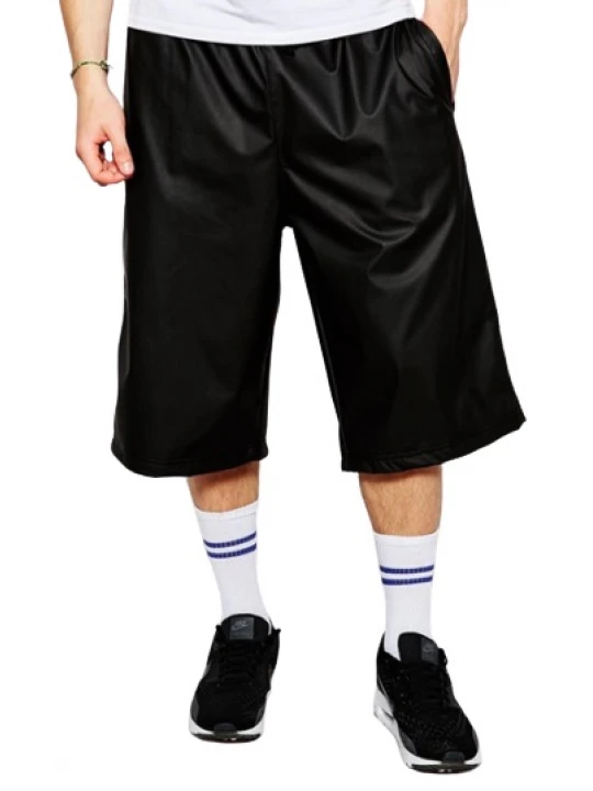 Men Dude Look Real Sheepskin Black Leather Shorts Bermuda