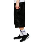 Men Dude Look Real Sheepskin Black Leather Shorts Bermuda