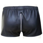 Men One Way Front To Back Zip Closure Real Sheepskin Black Leather Shorts