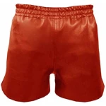 Mens Athletes Real Sheepskin Red Leather Shorts