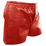 Mens Athletes Real Sheepskin Red Leather Shorts