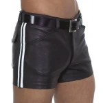 Mens Cool Look Real Sheepskin Black Leather Shorts