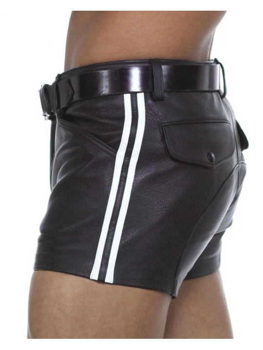 Mens Cool Look Real Sheepskin Black Leather Shorts