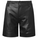 Mens High Quality Real Sheepskin Black Leather Bermuda Shorts