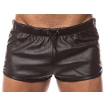 Mens Hot Real Sheepskin Dark Brown Leather Shorts