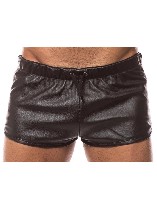 Mens Hot Real Sheepskin Dark Brown Leather Shorts