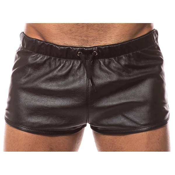 Mens Hot Real Sheepskin Dark Brown Leather Shorts