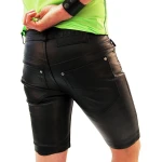 Mens New Fashion Real Sheepskin Black Leather Shorts