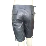Mens Stylish Real Sheepskin Black Leather Cargo Shorts