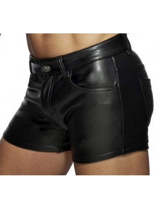 Mens Summer Special Real Sheepskin Black Leather Shorts