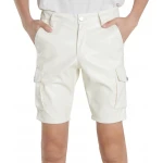 White Leather Cargo Shorts