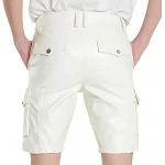 White Leather Cargo Shorts