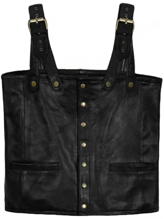 Belt Fastning Black Leather Vest