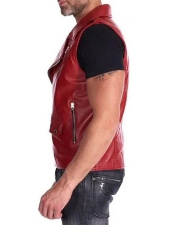 Biker Red Leather Vest
