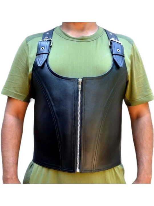 Black Leather Bartender Vest