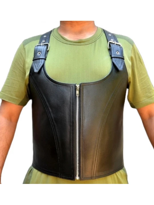 Black Leather Bartender Vest