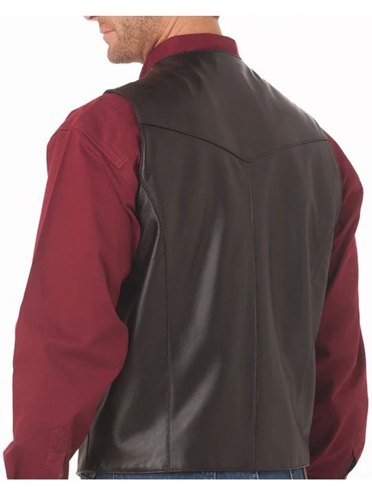 Brown Button Front Leather Vest