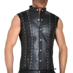 Laced Black Leather Vest