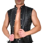 Laced Black Leather Vest