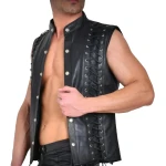 Laced Black Leather Vest