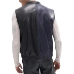 Leather Utility Gilet In Navy Plus Black