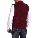Maroon Biker Suede Leather Vest