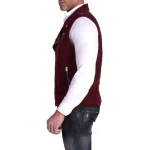 Maroon Biker Suede Leather Vest