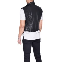 Mens Soft Lambskin Short Leather Biker Vest