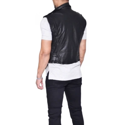 Mens Soft Lambskin Short Leather Biker Vest