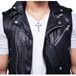 Mens Soft Lambskin Short Leather Biker Vest