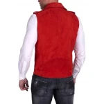 Red Biker Suede Leather Vest