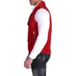 Red Biker Suede Leather Vest