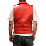 Red Leather Motorcycle Vest