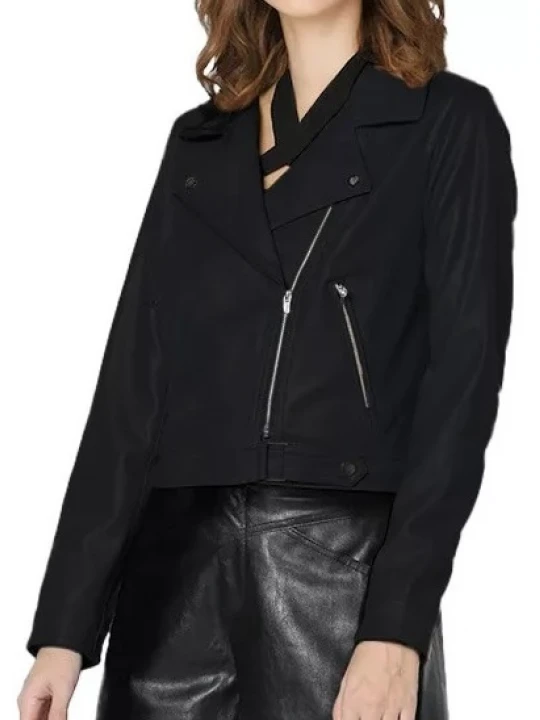 Asymmetrical Zipper Black Biker Jacket
