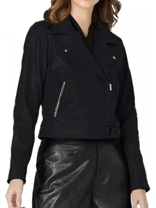 Asymmetrical Zipper Black Biker Jacket