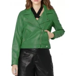 Asymmetrical Zipper Green Biker Jacket