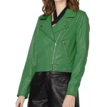 Asymmetrical Zipper Green Biker Jacket