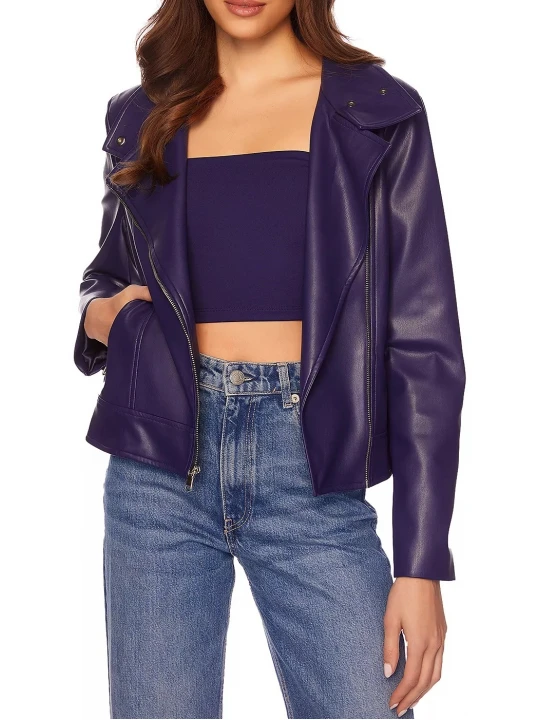 Blue Leather Moto Jacket