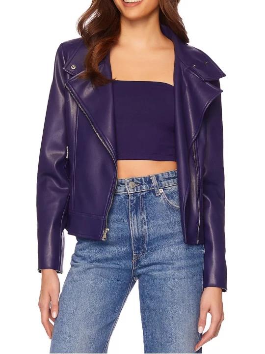 Blue Leather Moto Jacket