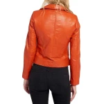 Casual Moto Orange Leather Jacket