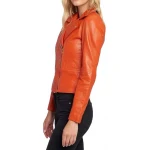 Casual Moto Orange Leather Jacket