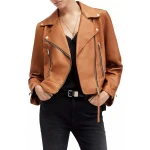 Cognac Leather Biker Jacket