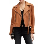 Cognac Leather Biker Jacket