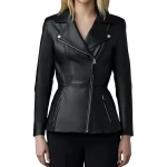 Notch Collar Black Leather Moto Jacket
