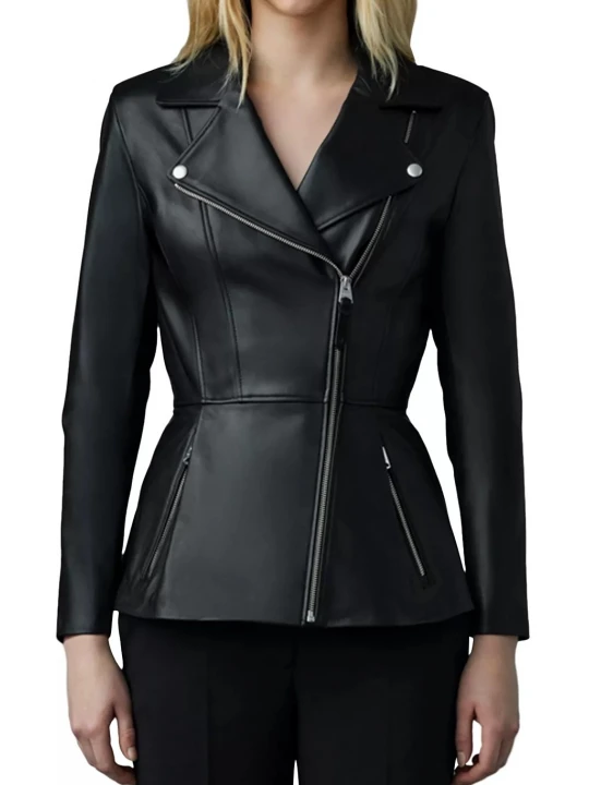 Notch Collar Black Leather Moto Jacket