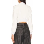 Ribbed White Leather Moto Jacket