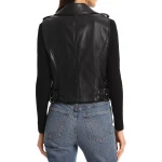 Sleeveless Black Leather Racer Jacket
